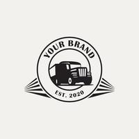 Retro nuanced truck logo with a touch of 3D also with BW vector