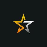Gold silver star logo star vector