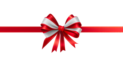 red bow and ribbon on transparent background png file  for christmas and birthday decorations