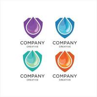 Awesome Gradient Shield Water Drops Logo Designs Template Premium vector