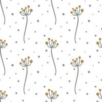 Simple floral seamless pattern with doodle elements vector