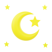 Halbmond Mond und Star 3d Symbol png