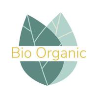 Template for bio organic products, banners with leaves in water drop. Vector labels and badges design illustration.