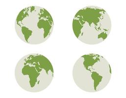Set Globe isolated world planet earth map icon on white background, Earth day, Ecology concept nature conservation. Vector design illustration.