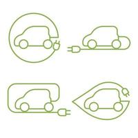 Set of Electric car logo, icon, Eco Vehicles Symbol, Design template linear minimal. Vector illustration.