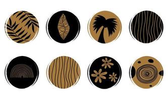 vector conjunto de logo diseño plantillas, íconos y insignias para social medios de comunicación instagram Destacar cubre con linda manos, dibujado resumen formas y botánico elementos