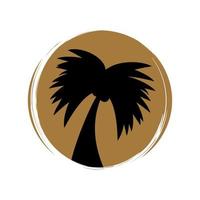 Cute logo or icon vector with palm tree in contemporary abstract style, illustration on circle with brush texture, for social media story and highlights