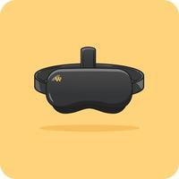 Virtual reality glasses black color front view, on yellow background vector