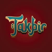 Takbir Editable Text Effect, Islamic Festival vector