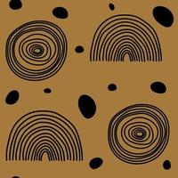 Abstract minimalist seamless pattern vector illustration with hand drawn scribble lines and black circles