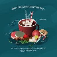 Hot chocolate and cookies for Christmas vector