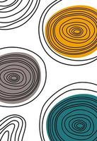 Abstract minimalist vector illustration with hand drawn scribble lines and colorful circles