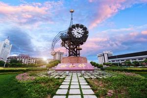 Tianjin, China - JULY 04, 2016-Cityscape of Century clock stands 40-meters high and weighs 170-tons, it represents the beginning of the Chinese Modern Industry in Tianjin. photo