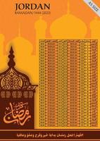 Ramadan 2023 - 1444 calendar for iftar and fasting and prayer time in Jordan Islamic brochure vector