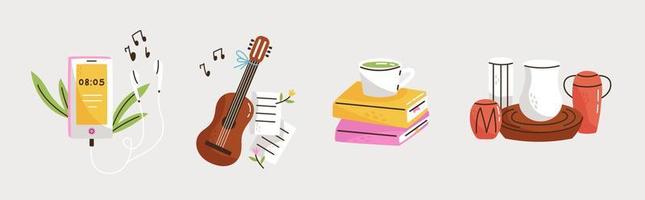 Set of colorful hobbies illustration vector