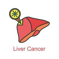 hígado cáncer icono plano color vector