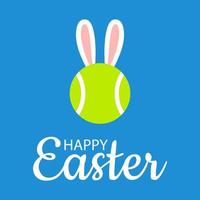 contento Pascua de Resurrección conejito. tenis pelota con orejas Conejo. dibujos animados vector ilustración.
