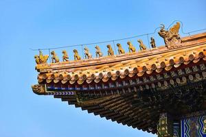 techo de el salón de supremo armonía-en el prohibido ciudad, Beijing. el número de caracteres indicar ese esta estaba un edificio de el más alto importancia. foto