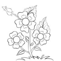 Free Vector line art and hand drawing flower art black and white flat design simple flower