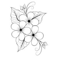 Free Vector line art and hand drawing flower art black and white flat design simple flower