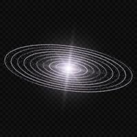 glow vector light effect, galaxy with planet orbit circles shining halo