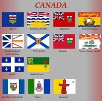 todas banderas de el Canadá regiones vector