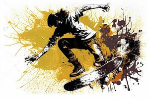 patinar antecedentes. extremo Deportes vector ilustración con chico hombre patinador foto