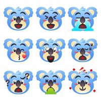 cute koala emoji emoticon set vector