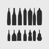 conjunto de silueta sombra botellas vector