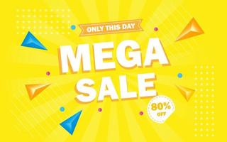 mega sale online shopping business marketing banner flyer only this day vector design illustration