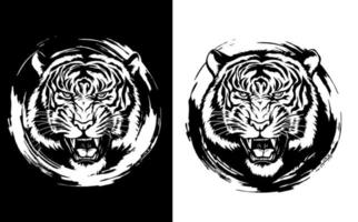 Head of a roaring tiger vector