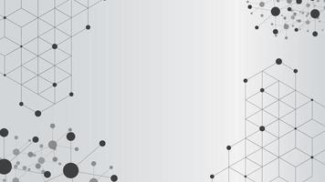 puntos líneas y hexágonos modelo. resumen geométrico con sencillo hexagonal elemento y molecular para ciencia, tecnología y médico antecedentes. vector ilustración.