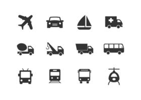 Set of transportation icon. car, ship, truck, airplane icon flat style isolated on white background. vector