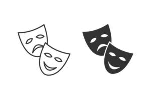 comedia y tragedia teatro mascaras vector ilustración.