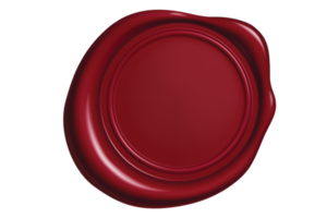 Red wax seal isolated on a transparent background png