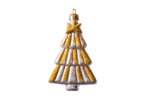 Gold and silver christmas tree isolated on a transparent background png