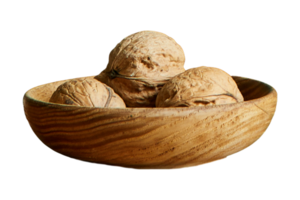 Wooden bowl with seed tableware table isolated on a transparent background png