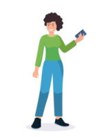 mulher usando Smartphone isolado ilustração png