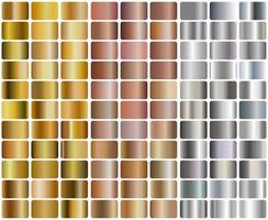 Set of Realistic silver, rose gold and golden gradients vector