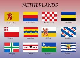 all flags of the Netherlands regions vector