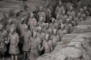 XIAN,CHINA -OCT 24-The Terracotta Army or the Terra Cotta Warriors and Horses, buried in the pits next to the Qin Shi Huang's tomb in 210-209 BC. October 24, 2015 in Xian of Shaanxi Province, China. photo