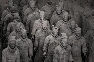 XIAN,CHINA -OCT 24-The Terracotta Army or the Terra Cotta Warriors and Horses, buried in the pits next to the Qin Shi Huang's tomb in 210-209 BC. October 24, 2015 in Xian of Shaanxi Province, China. photo