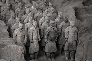 XIAN,CHINA -OCT 24-The Terracotta Army or the Terra Cotta Warriors and Horses, buried in the pits next to the Qin Shi Huang's tomb in 210-209 BC. October 24, 2015 in Xian of Shaanxi Province, China. photo