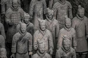 XIAN,CHINA -OCT 24-The Terracotta Army or the Terra Cotta Warriors and Horses, buried in the pits next to the Qin Shi Huang's tomb in 210-209 BC. October 24, 2015 in Xian of Shaanxi Province, China. photo