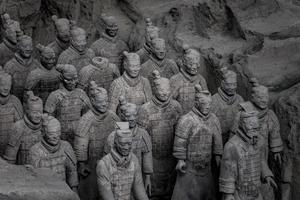 XIAN,CHINA -OCT 24-The Terracotta Army or the Terra Cotta Warriors and Horses, buried in the pits next to the Qin Shi Huang's tomb in 210-209 BC. October 24, 2015 in Xian of Shaanxi Province, China. photo