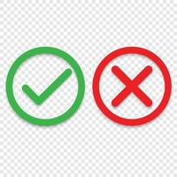 Green tick and red cross checkmarks line icons vector