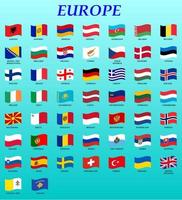 set of waving flags of Europe vector