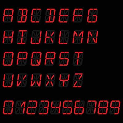 digital font sign. Retro alphabet