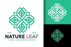 Abstract nature leaf ornament logo vector icon illustration