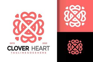 Abstract clover heart logo vector icon illustration